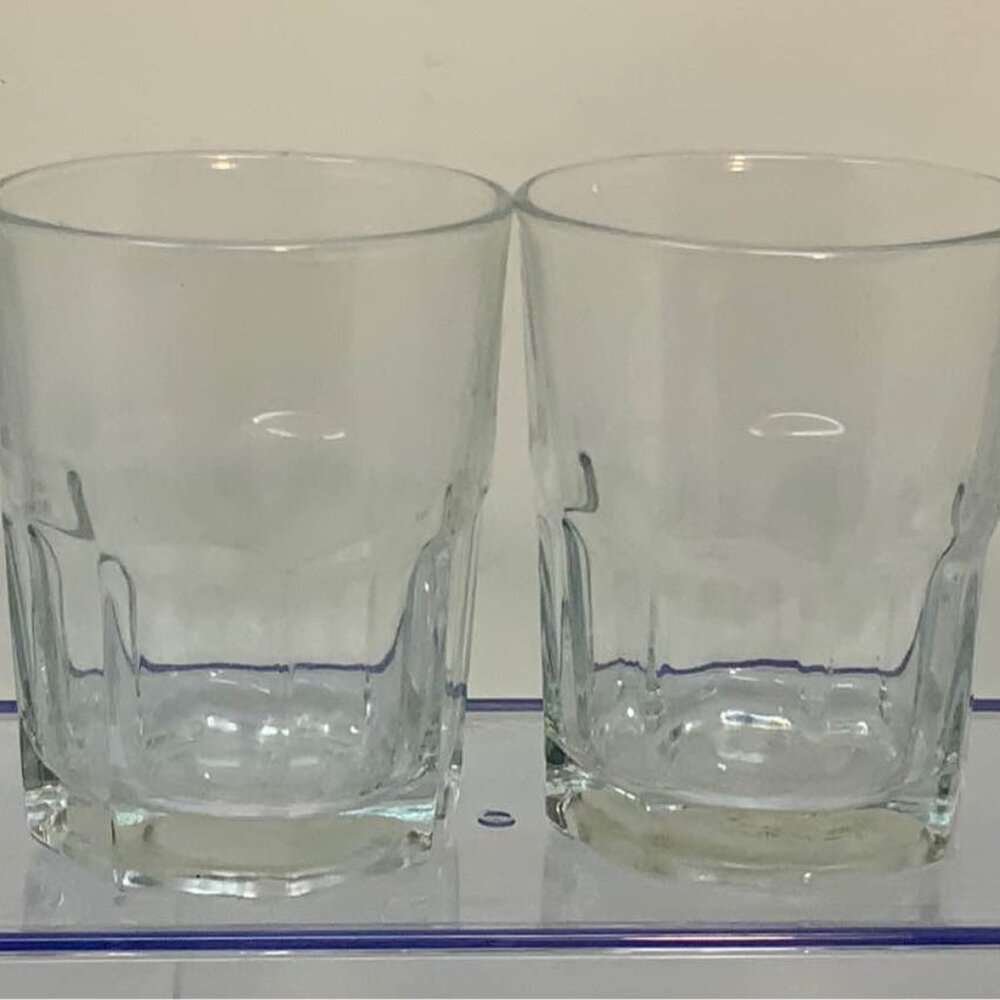 CRISA Glasses 3 7/8" Clear Paneled Heavy Drink Tumblers Glass Vintage SET Of 4